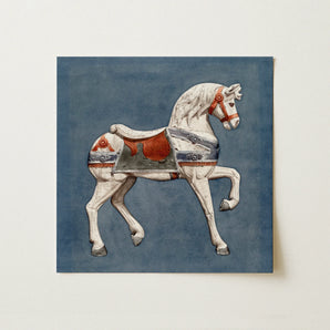Carousel Horse - Henry Murphy Watercolor Art Print / Canvas, 12x12’’ / 31x31cm / Unframed / no Border, Posters Prints & Visual Artwork,