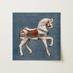 Carousel Horse - Henry Murphy Watercolor Art Print / Canvas, Henry Murphy Watercolor, Nostalgic Americana, Carousel Horse