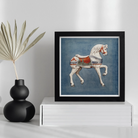 Carousel Horse - Henry Murphy Watercolor Art Print, Framed Artwork Vintage Carousel Horse Red White Decorative