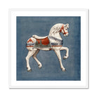 Carousel Horse - Henry Murphy Watercolor Art Print, White Red Painted Carousel Horse Decorative Saddle Harness