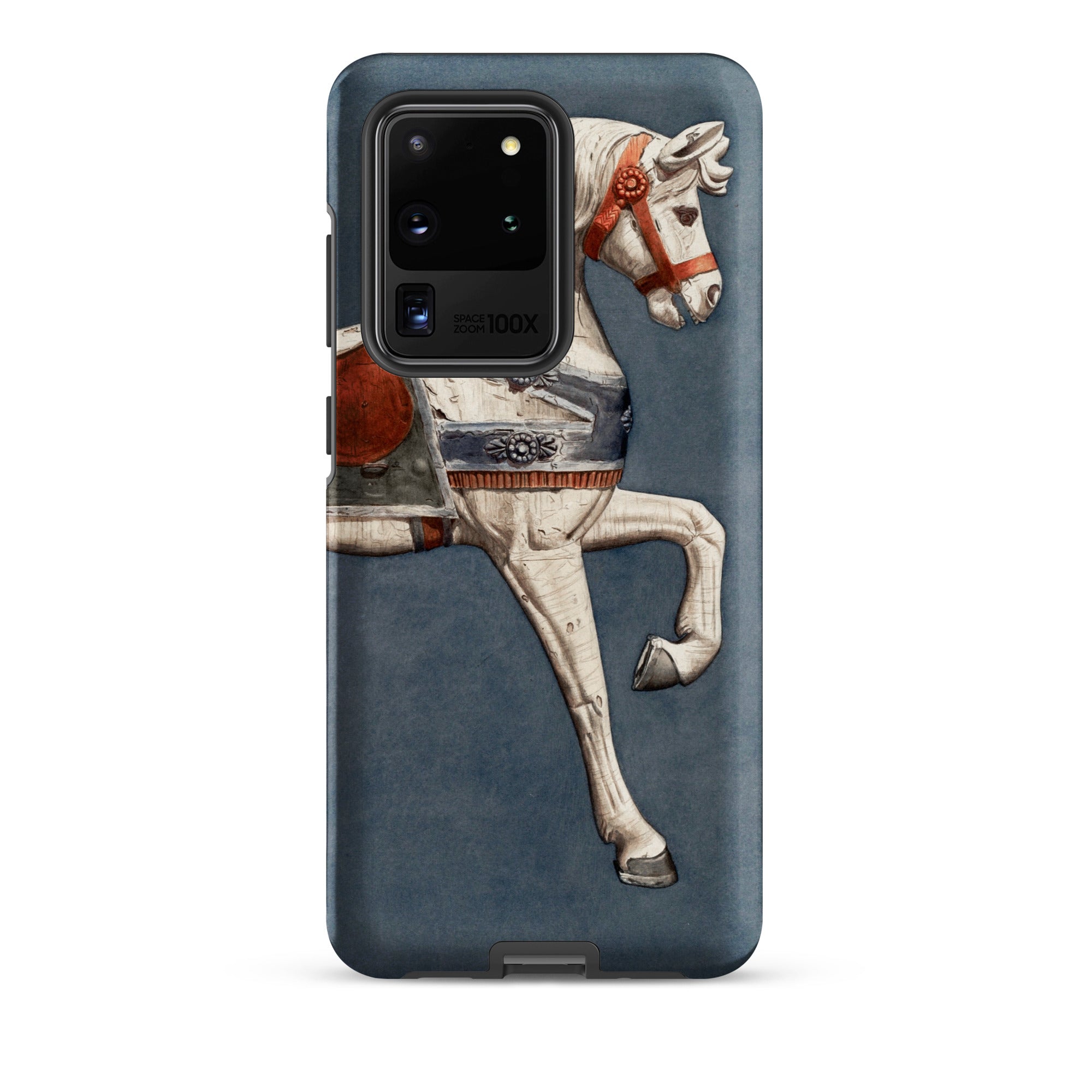 Carousel Horse Henry Murphy Watercolor Samsung Case, Galaxy S20 Ultra / Matte, Blue Smartphone Case White Red Carousel Horse Design