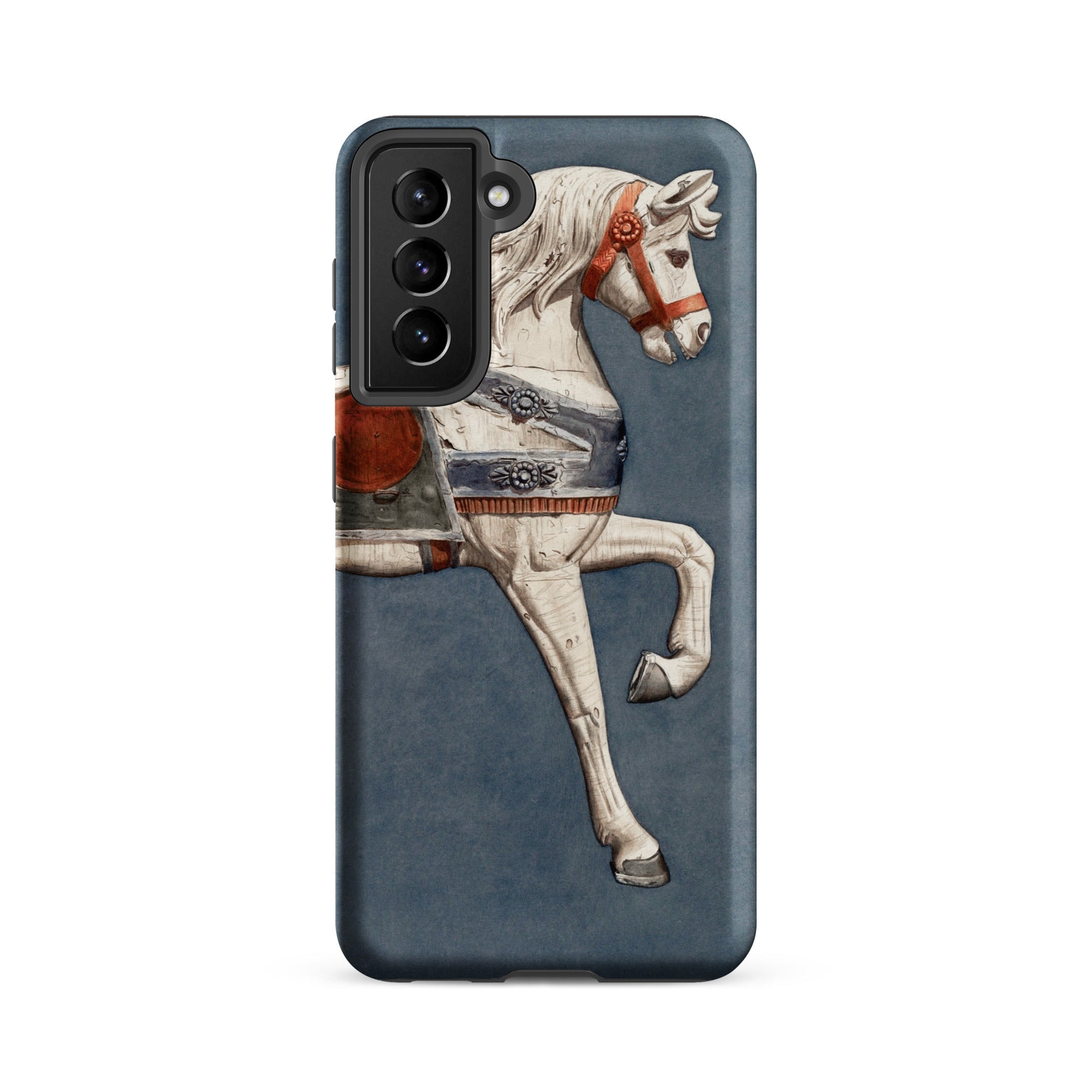 Carousel Horse Henry Murphy Watercolor Samsung Case, Galaxy S21 Fe / Matte, Phone Case White Carousel Horse Design