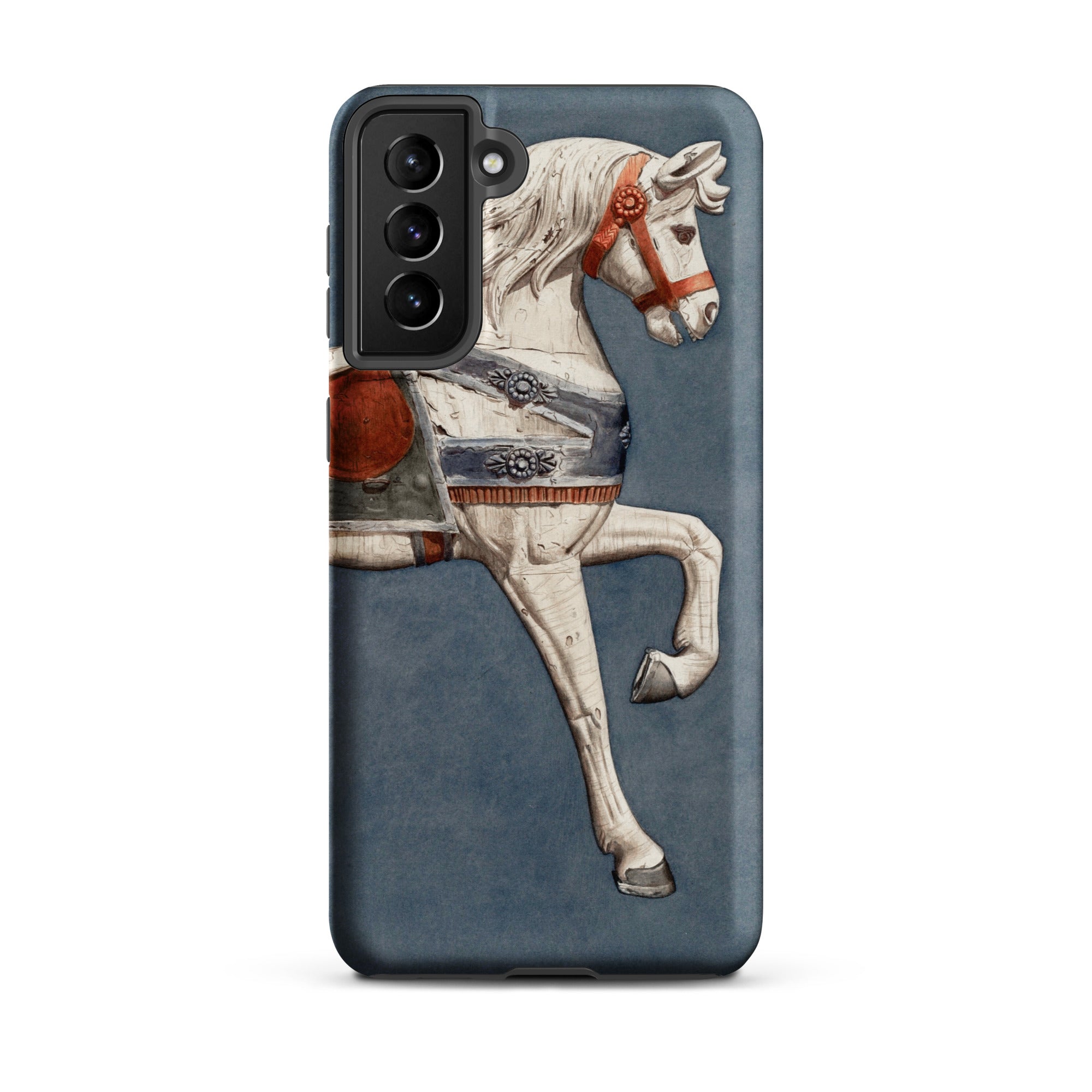 Carousel Horse Henry Murphy Watercolor Samsung Case, Galaxy S21 Plus / Matte, Gray Phone Case White Carousel Horse Red Brown