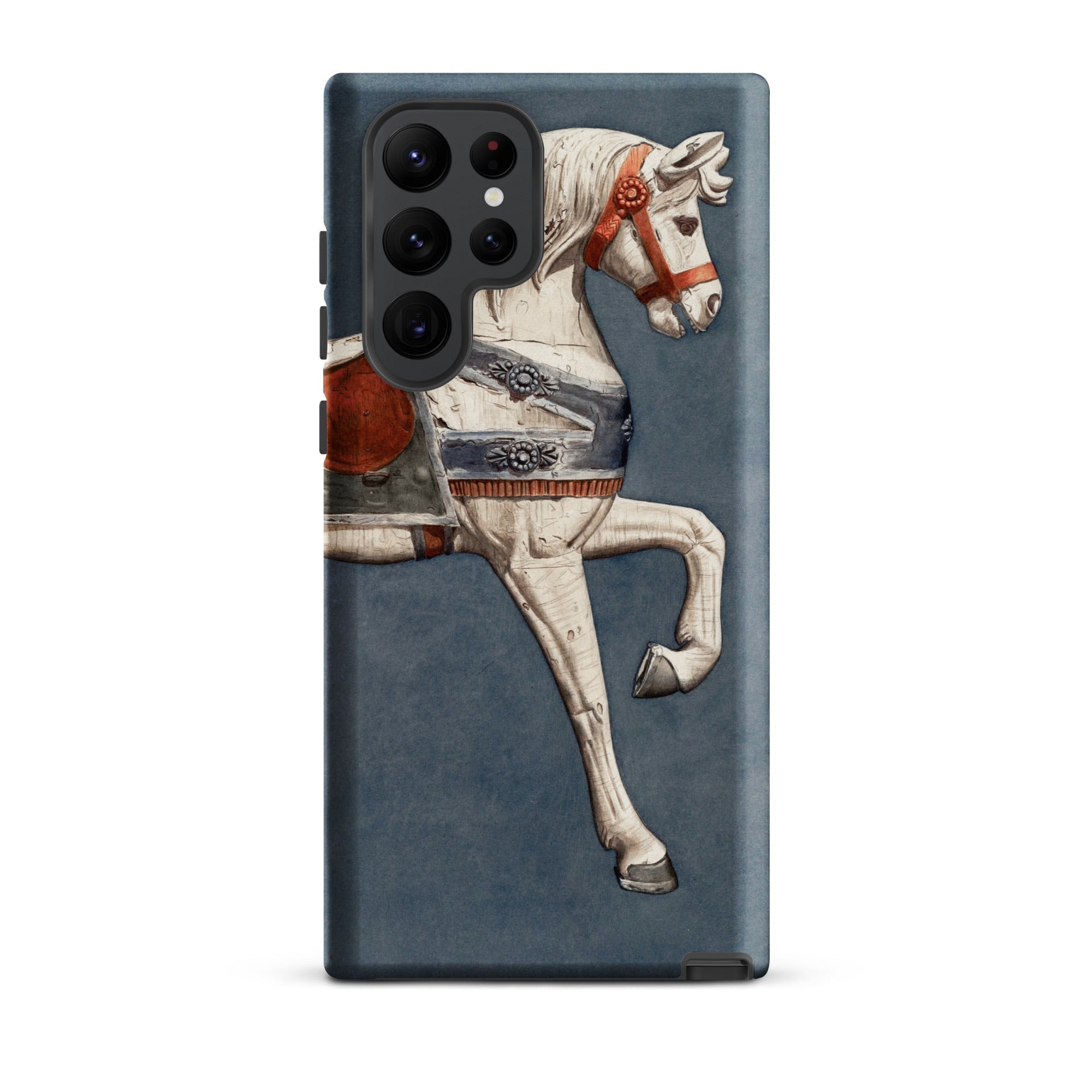 Carousel Horse Henry Murphy Watercolor Samsung Case, Galaxy S22 Ultra / Matte, Phone Case White Carousel Horse Red Brown Accents