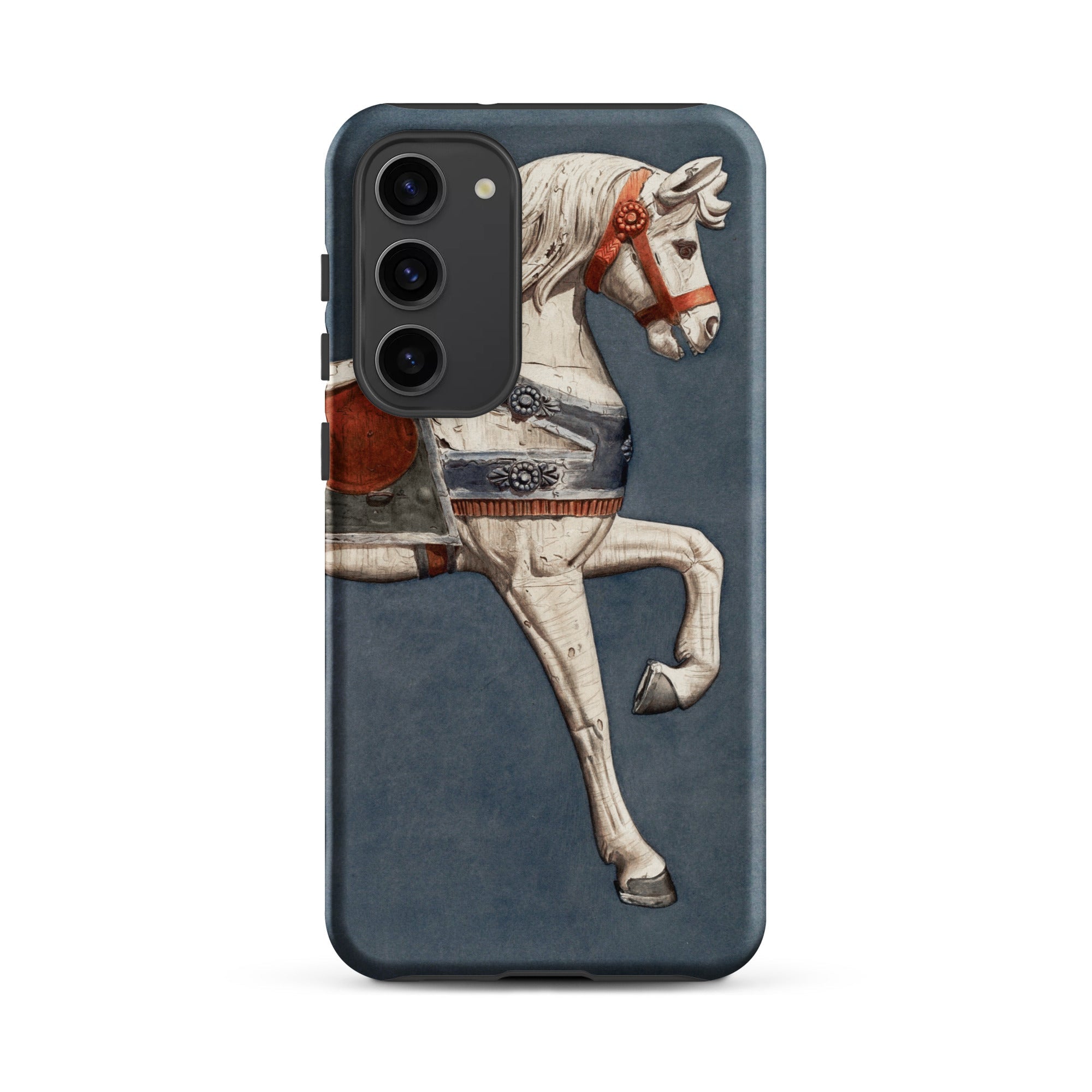 Carousel Horse Henry Murphy Watercolor Samsung Case, Galaxy S23 Plus / Matte, Phone Case White Carousel Horse Design Red Bridle