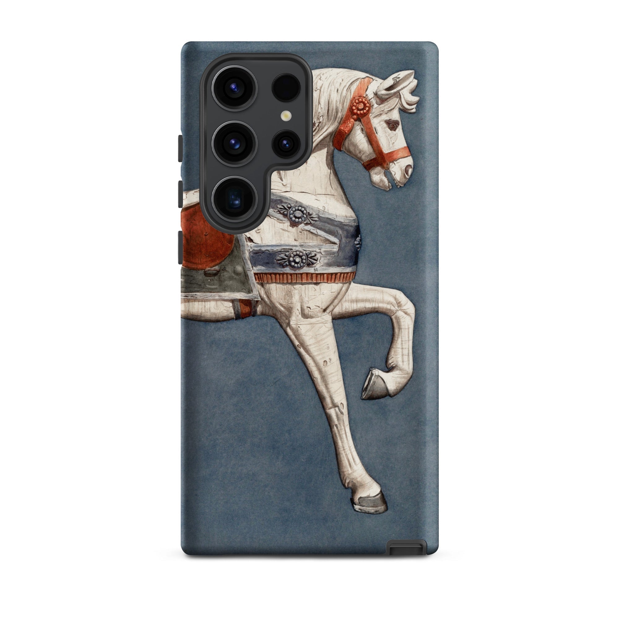 Carousel Horse Henry Murphy Watercolor Samsung Case, Galaxy S23 Ultra / Matte, Phone Case White Carousel Horse Red Saddle Bridle