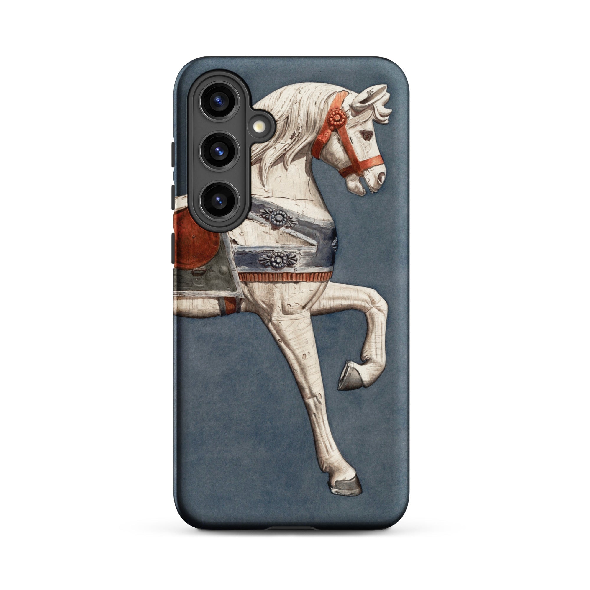 Carousel Horse Henry Murphy Watercolor Samsung Case, Galaxy S24 Plus / Matte, Smartphone Case White Carousel Horse Design