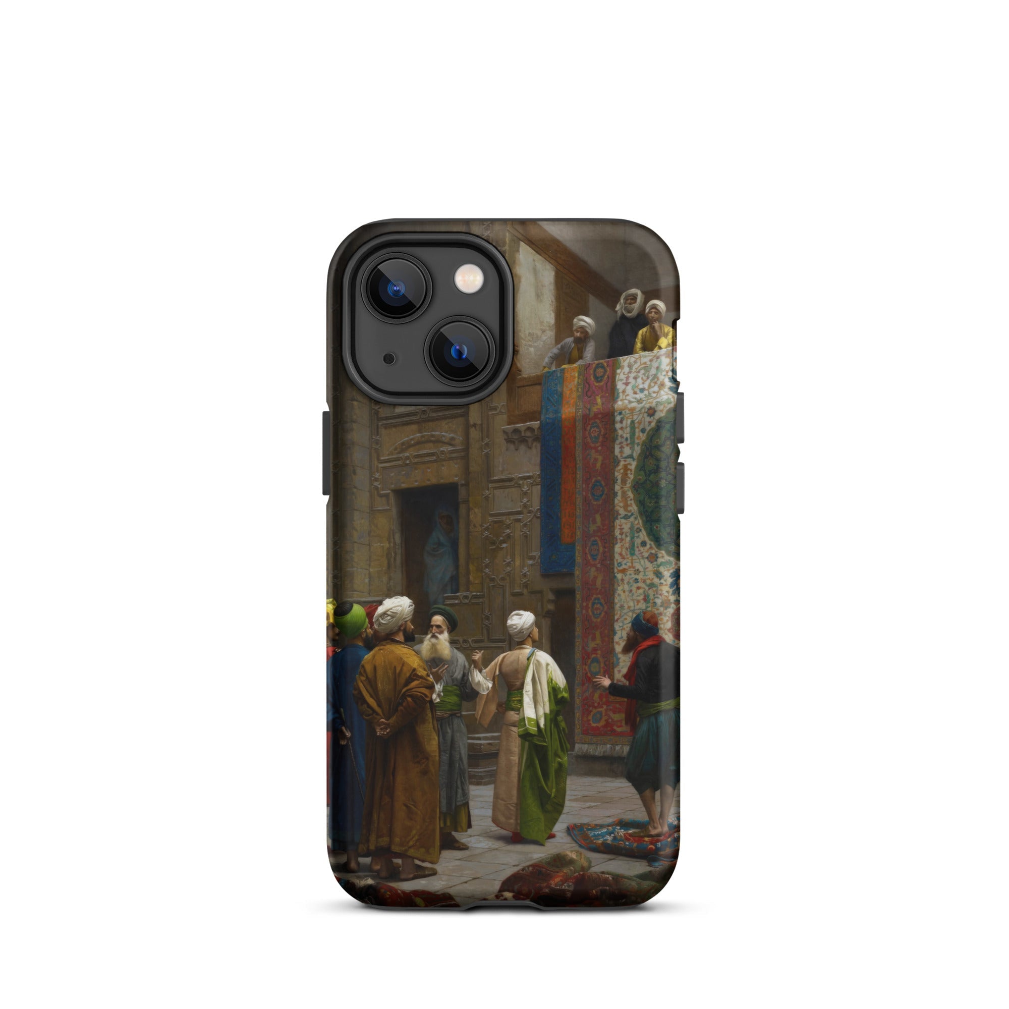 Carpet Seller of Cairo Jean Leon Gerome Iphone Case, 13 Mini / Matte, Black Smartphone Case Detailed Painting Market Scene People