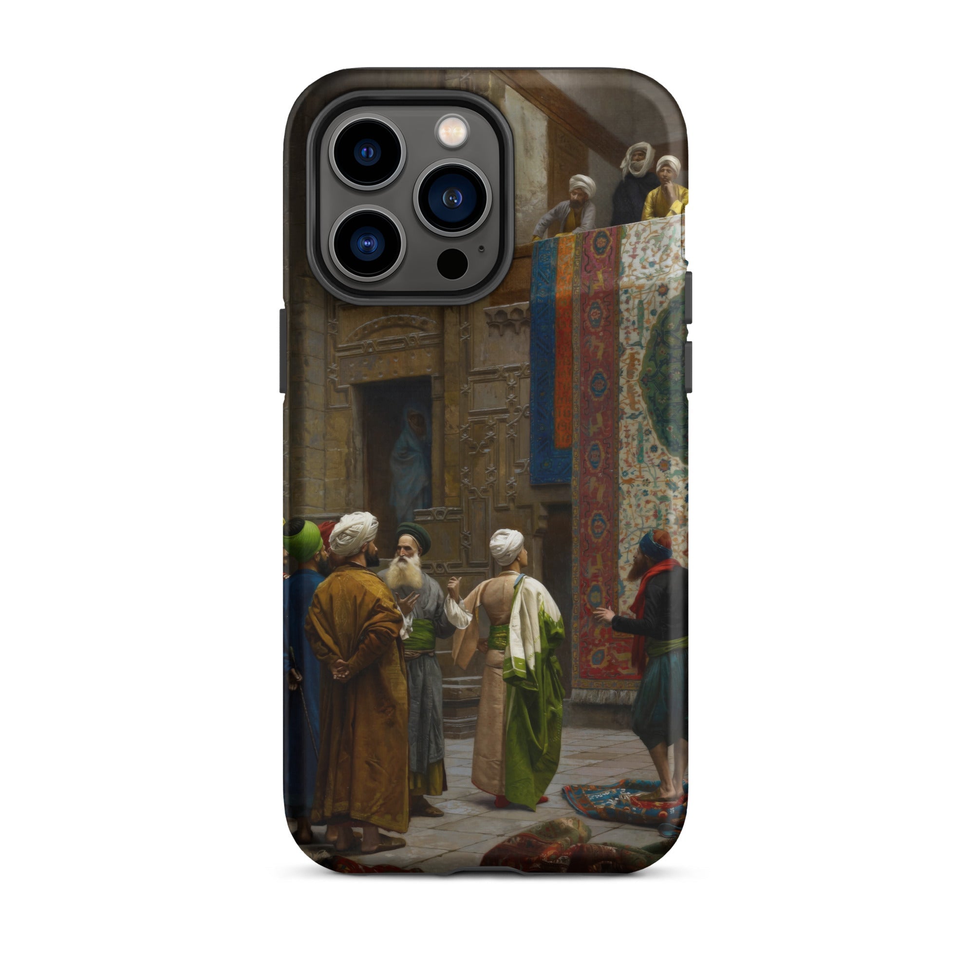 Carpet Seller of Cairo Jean Leon Gerome Iphone Case, 14 Pro Max / Matte, Black Smartphone Case Classical Painting People Traditional Middle