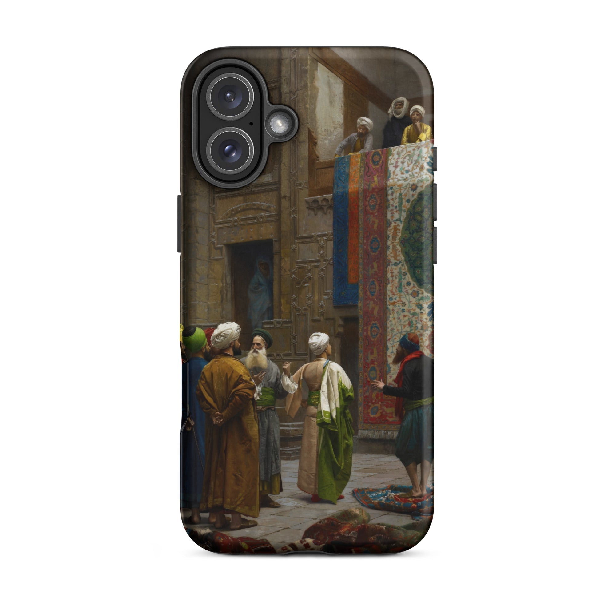 Carpet Seller of Cairo Jean Leon Gerome Iphone Case, 16 Plus / Matte, Smartphone Case Classical Painting Outdoor Market Scene