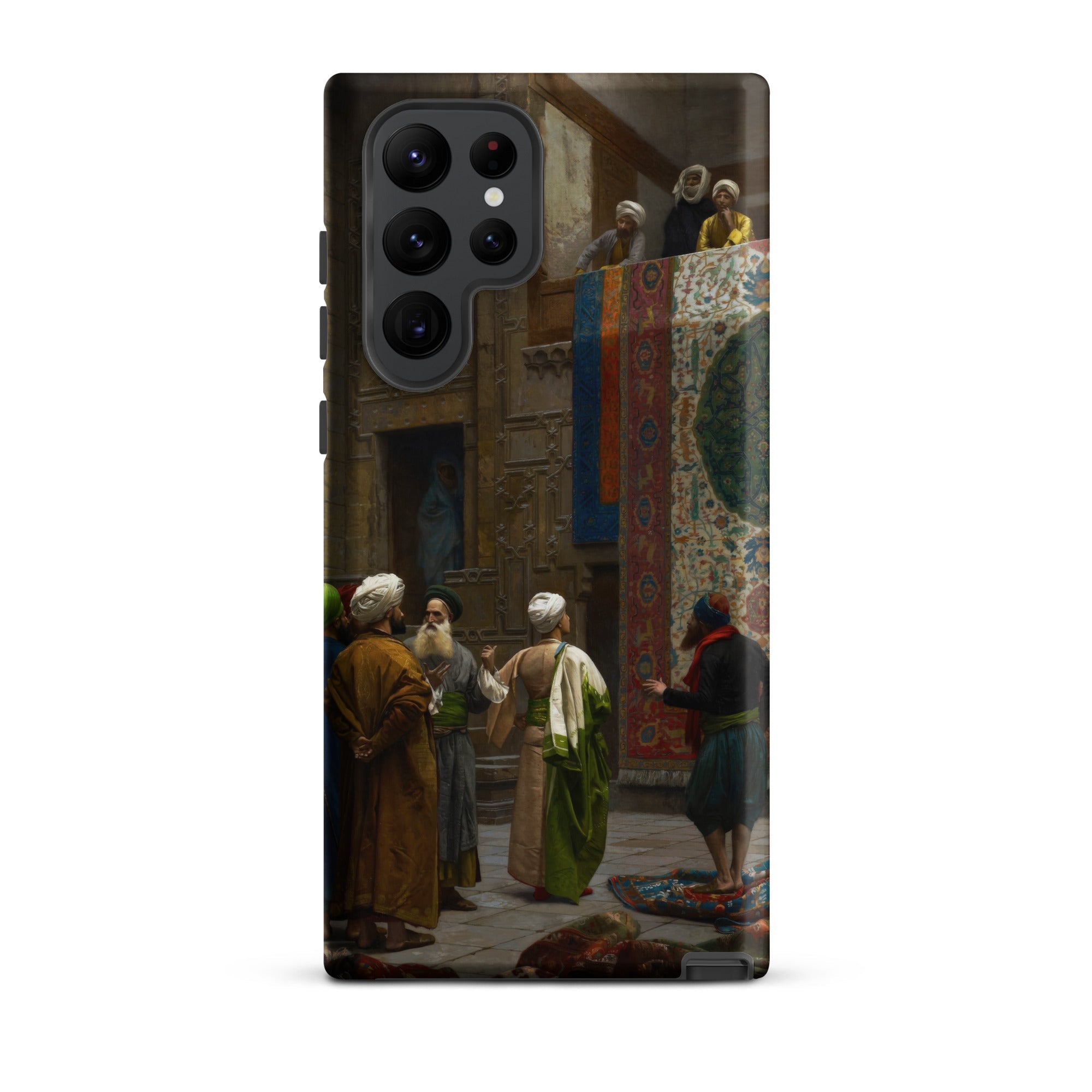 Carpet Seller of Cairo Jean Leon Gerome Samsung Case, Galaxy S22 Ultra / Matte, Black Smartphone Case Classical Painting Marketplace Scene