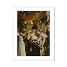 Carte Blanche - Surreal Gay Baroque Art Print, Person Elegant Black Dress Amid Confetti Decorative Elements