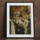 Carte Blanche - Surreal Gay Baroque Art Print, 24’’x32’’ / Unframed, Framed Vintage Photograph Person Dark Clothing Surrounded Feathers