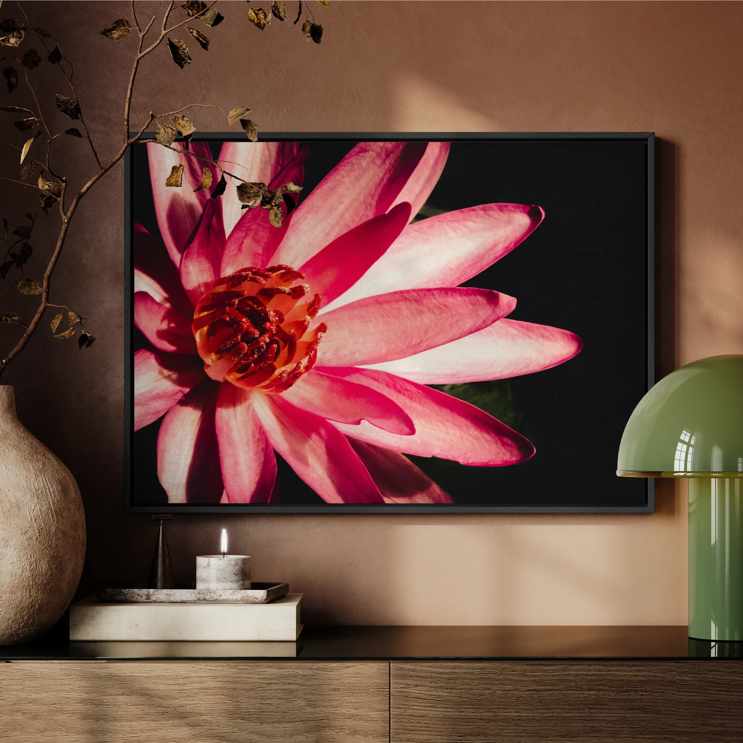 Casanova - Pink Lotus Flower Art Framed Canvas Posters Prints & Visual Artwork