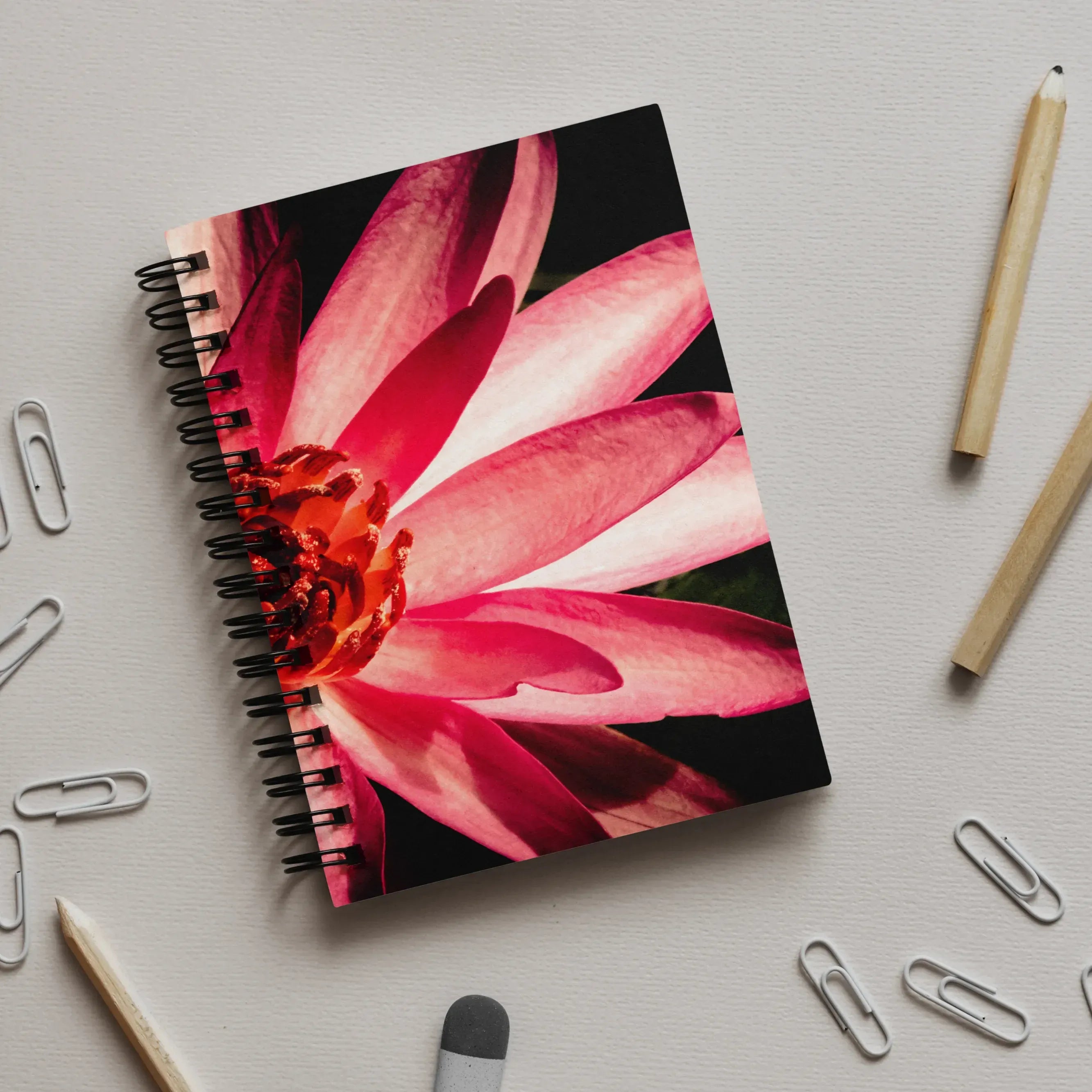 Casanova - Pink Red Lotus Flower Art Photography Notebook - Notebooks & Notepads - Aesthetic Art