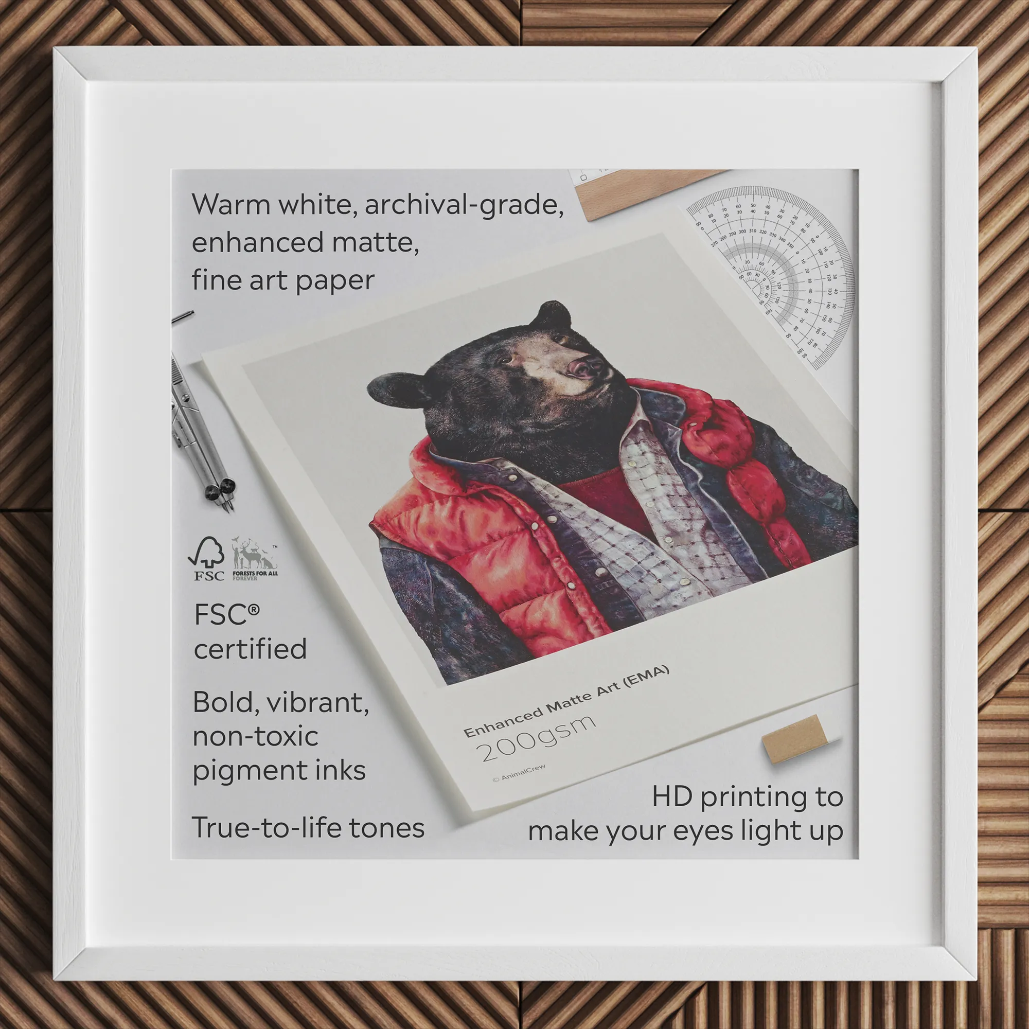 Cassandra the Mystic Marvel Witch Legend Art Print, Framed Art Print Bear Red Puffer Vest Printed
