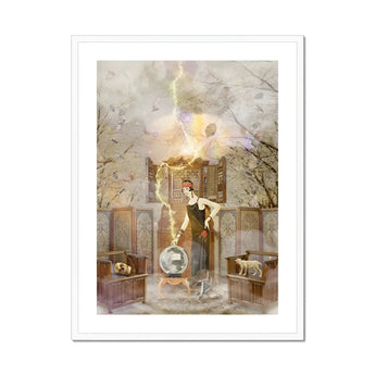Cassandra the Mystic Marvel - Witch Legend Art Print, Steampunk-style Glass Sphere Orb Metallic Fixtures Mounted Ornate