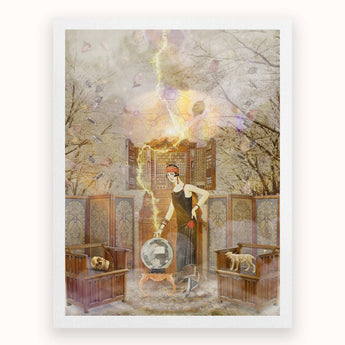 Cassandra the Mystic Marvel - Witch Legend Art Print Woman Vintage Attire Crystal Ball Mystical Witch Legend Pulsing, Art Print, Toby Leon