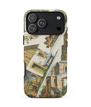 Iphone 17 Pro Max / Matte Castle and Village Cut-out - Jan De Haan Phone Case Fold Line, Haan’s Folk, Illustration, Two Geese Pinned, Black