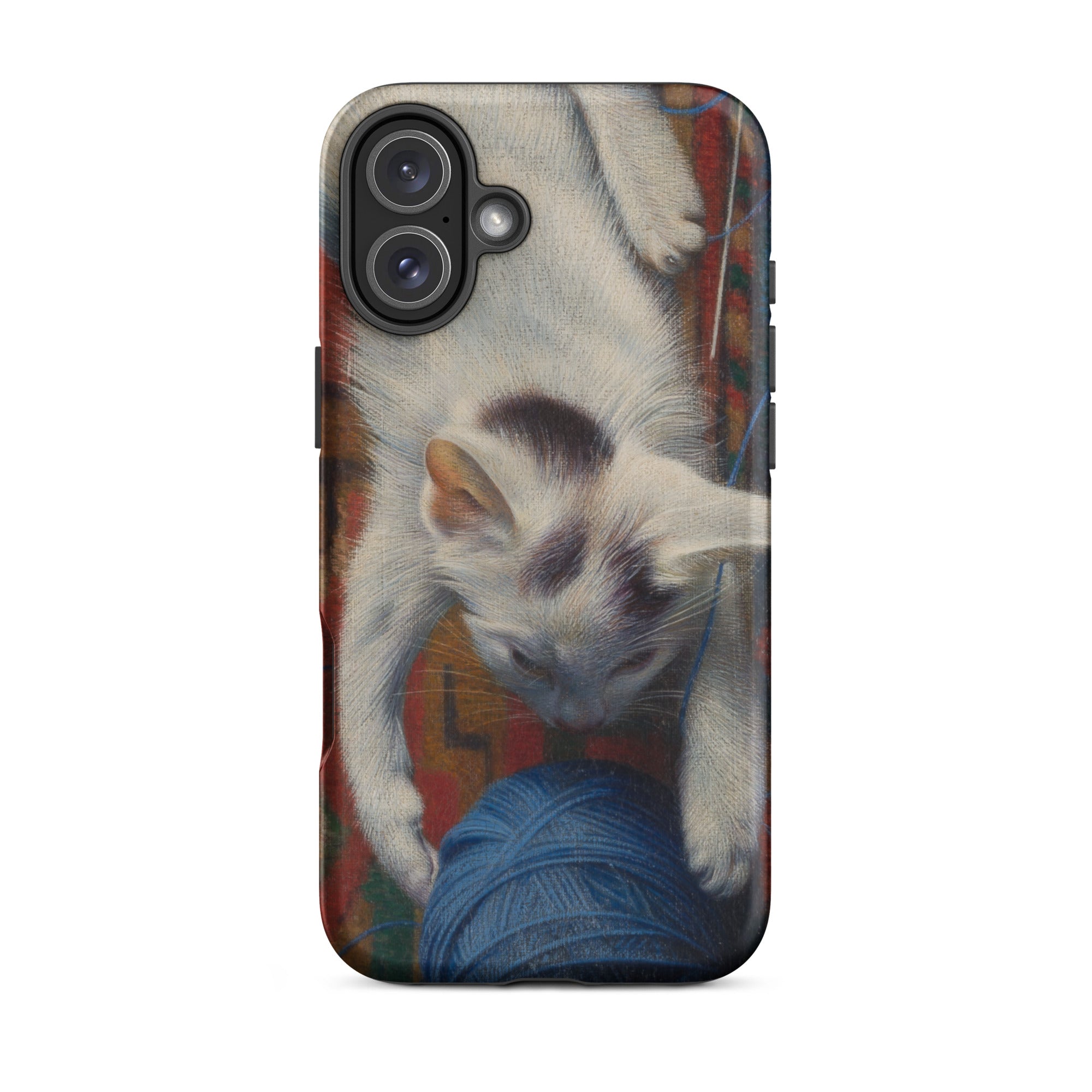 Cat with Ball of Wool Richard Muller Iphone Case, 16 Plus / Matte, Smartphone Case Kitten Yarn Design