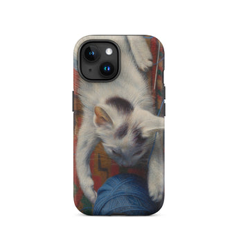 Cat with Ball of Wool - Richard Muller Phone Case Iphone 15 / Matte Cat-themed Phone Case Richard Muller Iphone, Woolen World Unspooling,
