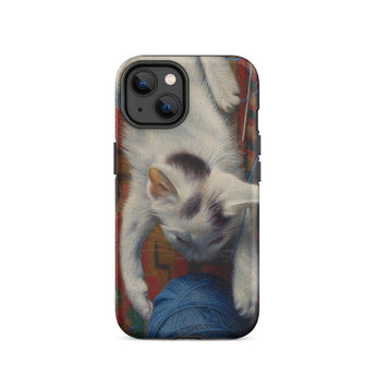 Cat with Ball of Wool - Richard Muller Phone Case Iphone 14 / Matte Cat-themed Phone Case Richard Muller Iphone, Woolen World Unspooling,