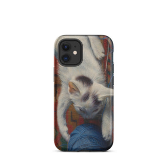 Cat with Ball of Wool - Richard Muller Phone Case Iphone 12 Mini / Matte Cat-themed Phone Case Richard Muller Iphone, Woolen World