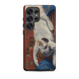 Cat with Ball of Wool - Richard Muller Phone Case Samsung Galaxy S25 Ultra / Matte Phone Case White Gray Kitten Playfully Blue Yarn Richard