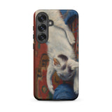 Cat with Ball of Wool - Richard Muller Phone Case Samsung Galaxy S25 Plus / Matte Phone Case White Kitten Dark Patches Playfully Blue