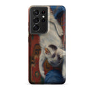 Cat with Ball of Wool Richard Muller Samsung Case, Galaxy S21 Ultra / Matte, White Phone Case Playful Kitten Ball Yarn