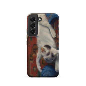 Cat with Ball of Wool - Richard Muller Samsung Case, Galaxy S22 / Matte, White Smartphone Case Playful Kitten Design