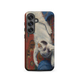 Cat with Ball of Wool - Richard Muller Samsung Case, Galaxy S25 / Matte, White Phone Case Playful Kitten Design
