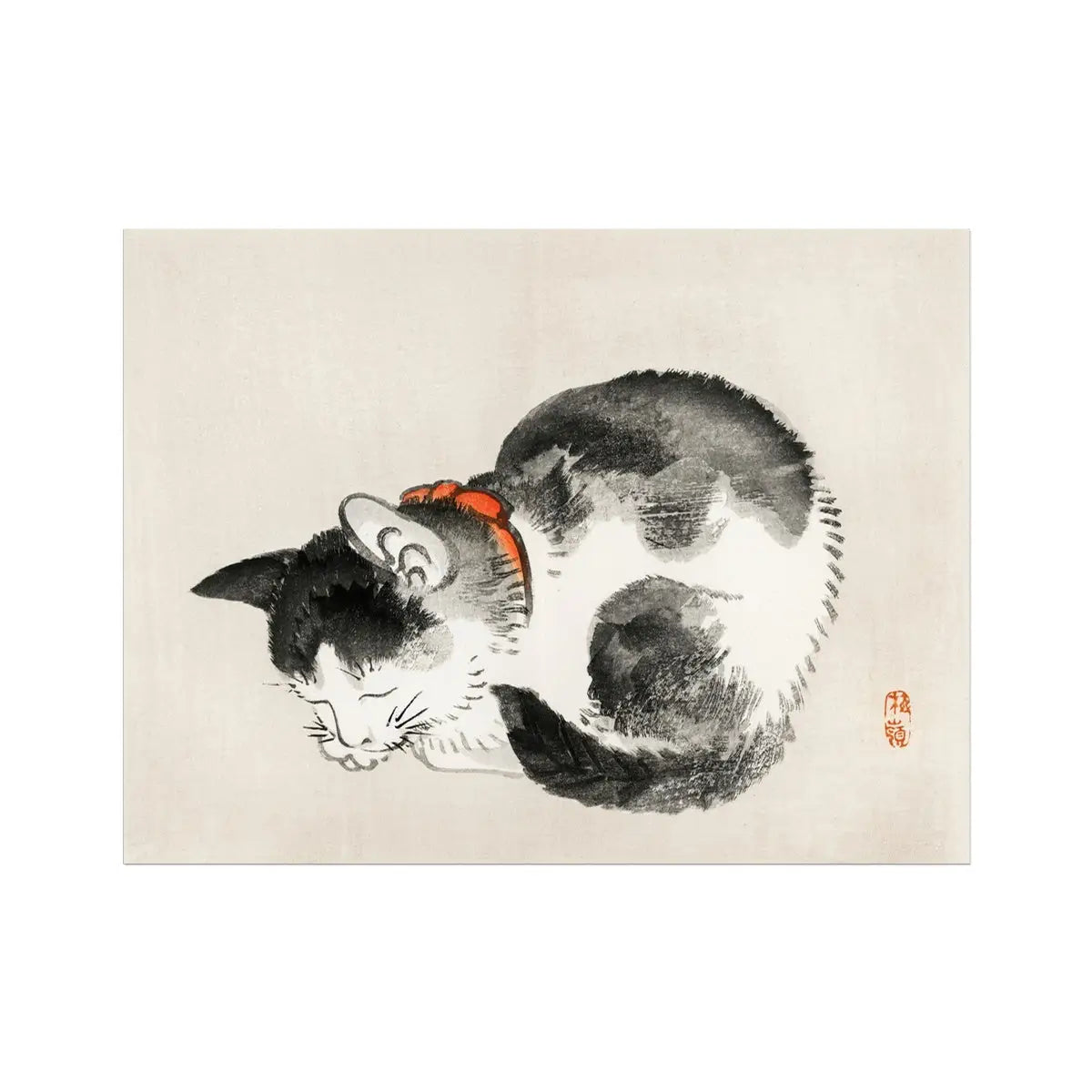 Sleeping Cat - Kōno Bairei Edo-era Feline Art Print 40’’x30’’ Posters Prints & Visual Artwork