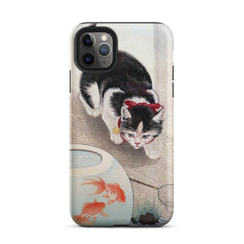 Cat and Goldfish Bowl - Ohara Koson Iphone Case, 11 Pro Max / Matte, Cat Goldfish Phone Case