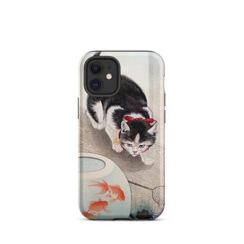 Cat and Goldfish Bowl - Ohara Koson Iphone Case, 12 Mini / Matte, Cat Goldfish Phone Case