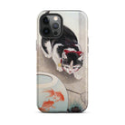 Cat and Goldfish Bowl - Ohara Koson Iphone Case, 12 Pro Max / Matte, Phone Case Cat Goldfish Design