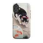 Cat and Goldfish Bowl - Ohara Koson Iphone Case, 16 Plus / Matte, Cat Goldfish Phone Case
