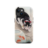Cat and Goldfish Bowl - Ohara Koson Phone Case Iphone 15 / Matte Cat Goldfish Phone Case Koson Iphone Case, Ohara Koson’s Feline Tableau,