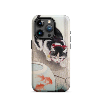 Cat and Goldfish Bowl - Ohara Koson Phone Case Iphone 15 Pro / Matte Cat Goldfish Phone Case Koson Iphone Case, Ohara Koson’s Feline