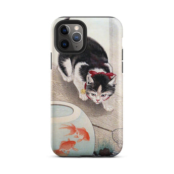 Cat and Goldfish Bowl - Ohara Koson Phone Case Iphone 11 Pro / Matte Cat Goldfish Phone Case Koson Iphone Case, Ohara Koson’s Feline