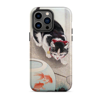 Cat and Goldfish Bowl - Ohara Koson Phone Case Iphone 14 Pro Max / Matte Cat Goldfish Phone Case Koson Iphone Case, Ohara Koson’s Feline
