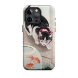 Cat and Goldfish Bowl - Ohara Koson Phone Case Iphone 15 Pro Max / Matte Cat Goldfish Phone Case Koson Iphone Case, Ohara Koson’s Feline