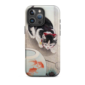 Cat and Goldfish Bowl - Ohara Koson Phone Case Iphone 16 Pro Max / Matte Cat Goldfish Phone Case Koson Iphone Case, Ohara Koson’s Feline