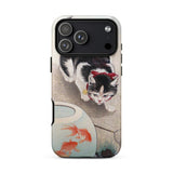 Cat and Goldfish Bowl - Ohara Koson Phone Case Iphone 17 Pro Max / Matte Black White Cat Phone Case Goldfish Design Durable Koson Iphone