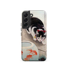 Cat and Goldfish Bowl Ohara Koson Samsung Case, Galaxy S22 / Matte, Black White Cat Red Bow Smartphone Case Goldfish