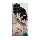 Cat and Goldfish Bowl Ohara Koson Samsung Case, Galaxy S22 Ultra / Matte, Smartphone Case Black White Cat Goldfish Bowl