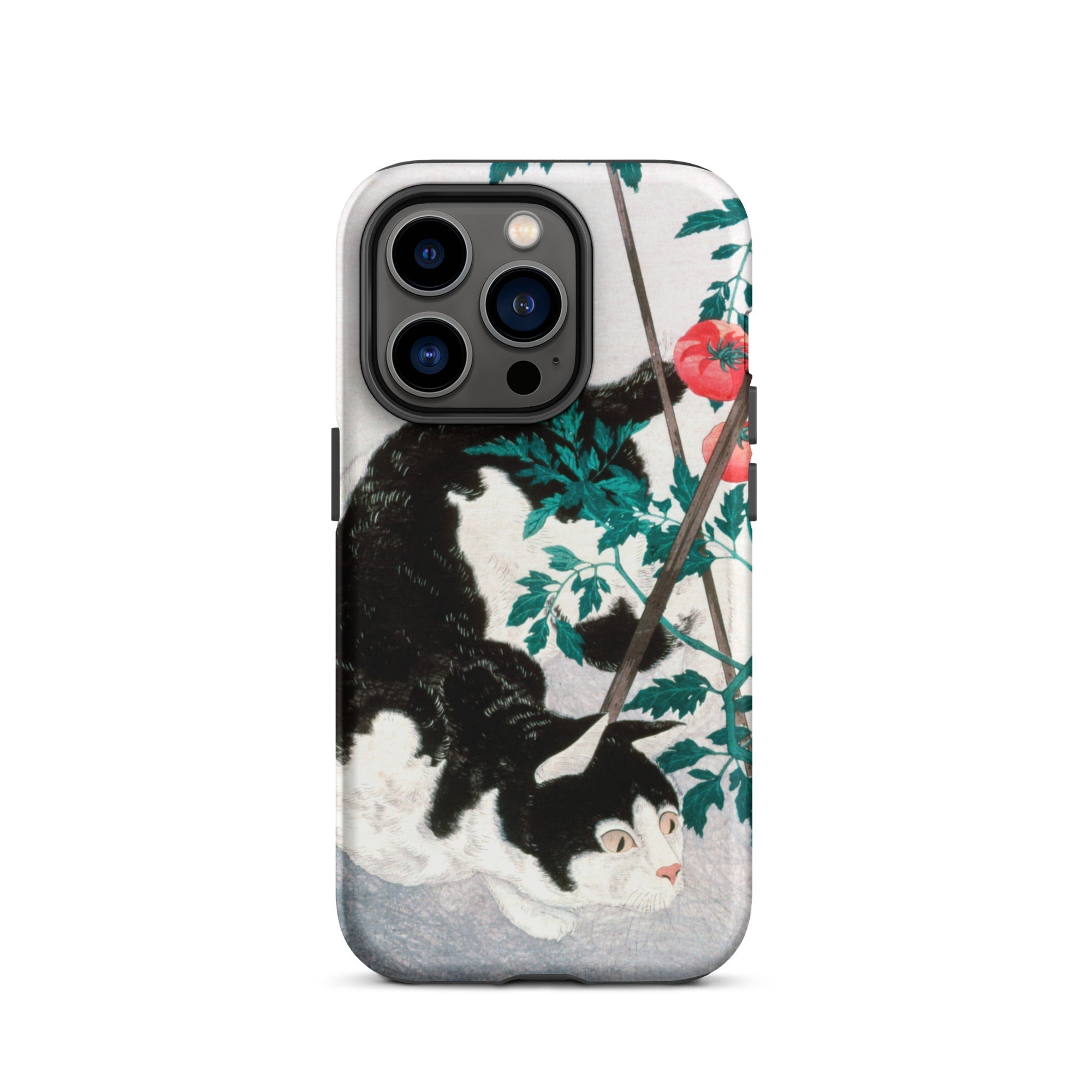 Cat with Tomato Plant Hiroaki Takahashi Iphone Case, 14 Pro / Matte, Cat Tomato Plant Phone Case