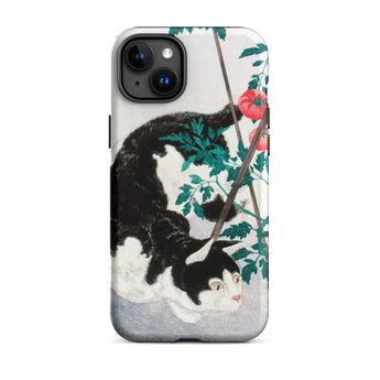Cat with Tomato Plant - Hiroaki Takahashi Iphone Case, 15 Plus / Matte, Cat Tomato Plant Phone Case