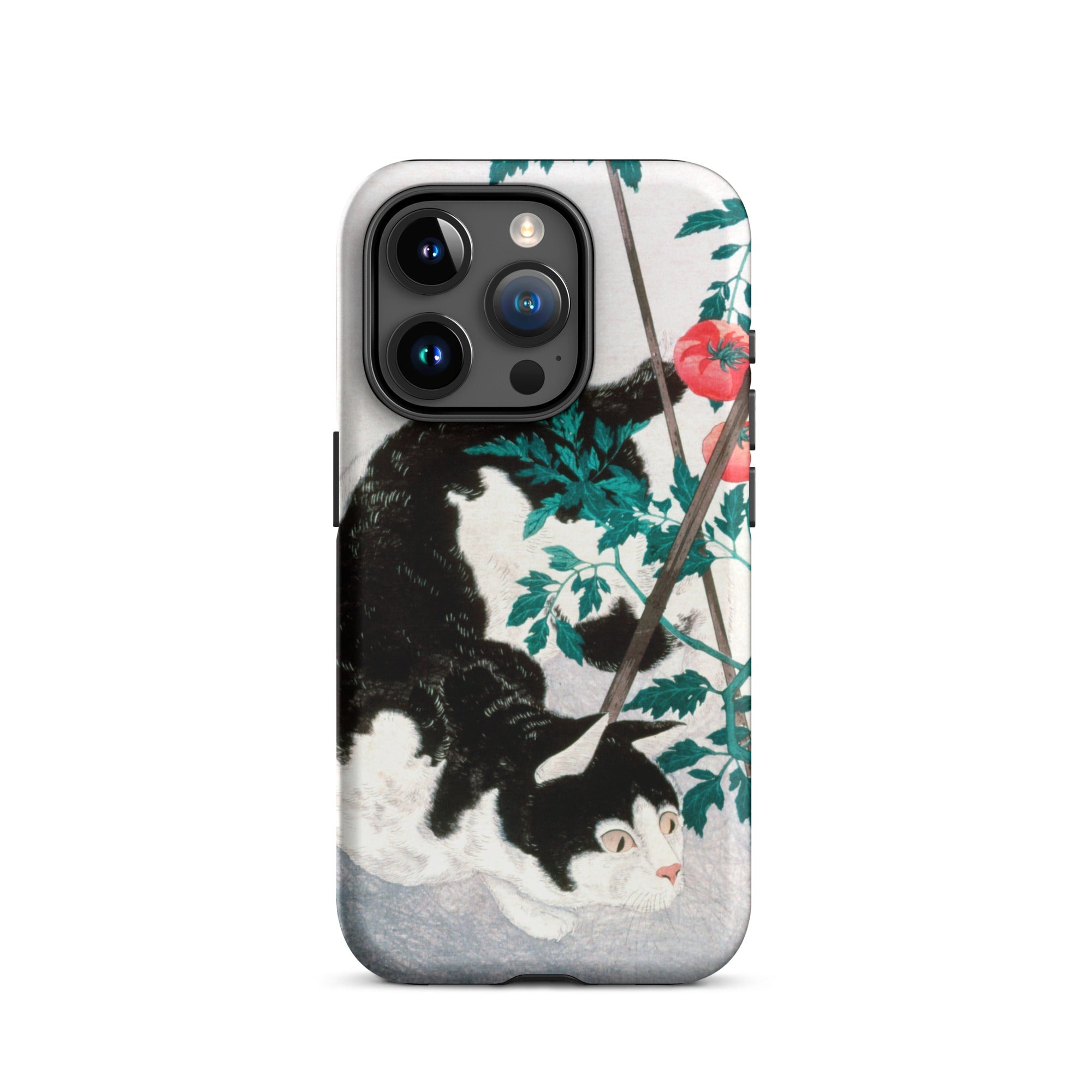 Cat with Tomato Plant Hiroaki Takahashi Iphone Case, 15 Pro / Matte, Cat Tomato Plant Phone Case
