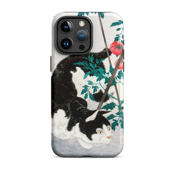 Cat with Tomato Plant - Hiroaki Takahashi Iphone Case, 15 Pro Max / Matte, Cat Tomato Plant Phone Case